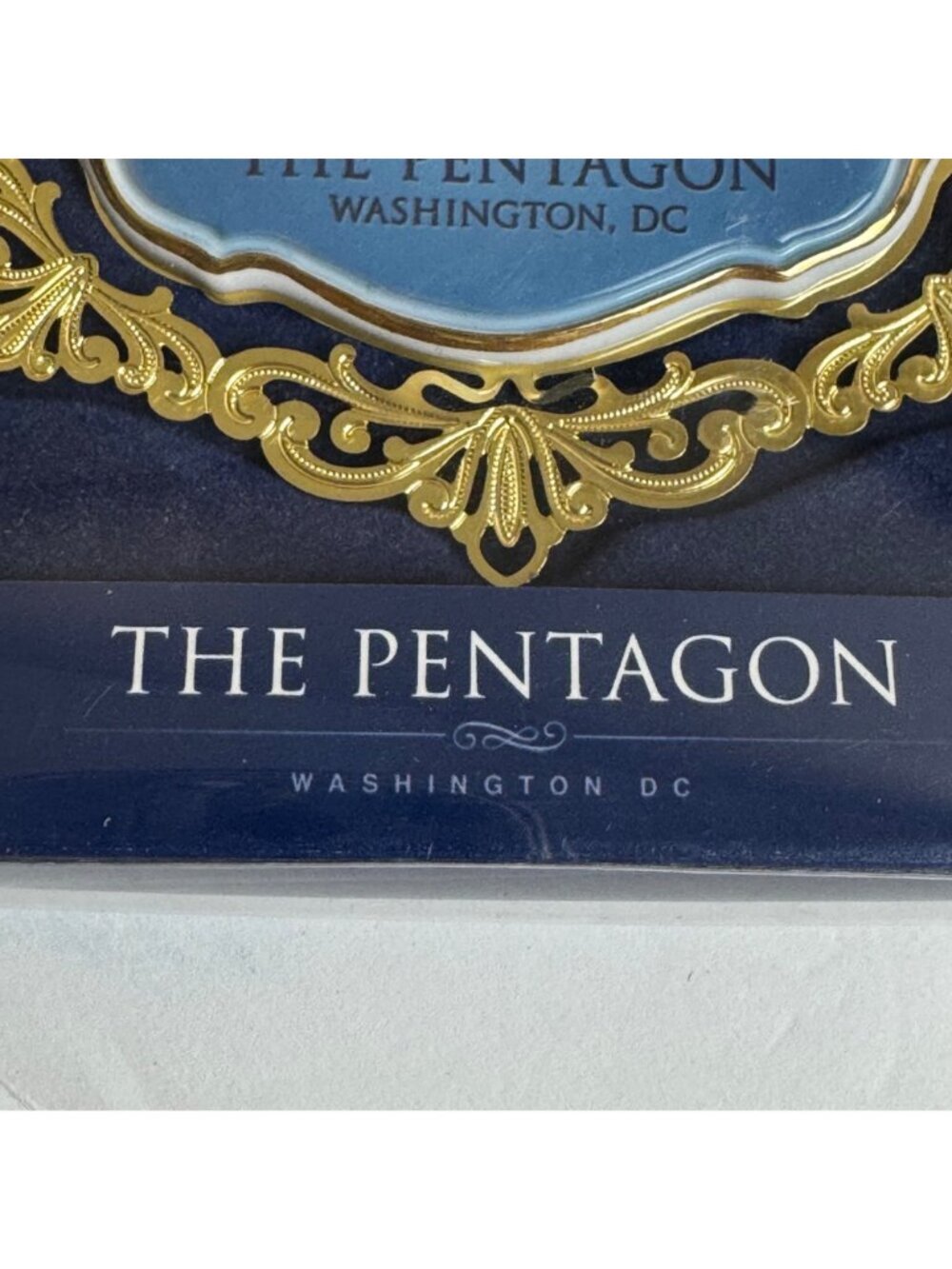 The Pentagon NIB Porcelain Brass Ornament 2013 Fort America 24 KT Gold Accents - Picture 3 of 11